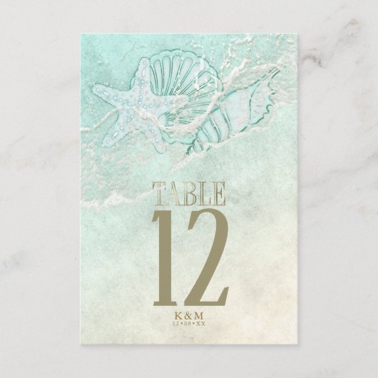 Sea Foam Beach Wedding ID837 Einladung (Vorderseite)