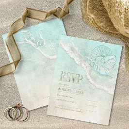 Sea Foam Beach Wedding ID837 RSVP Karte