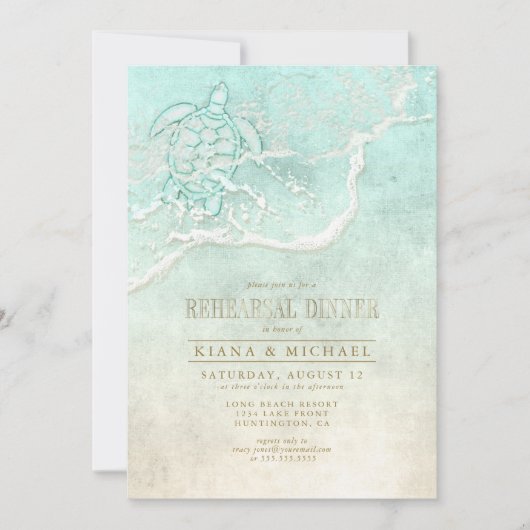 Sea Foam Beach Wedding Rehearsal Dinner ID837 Einladung (Vorderseite)