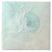 Sea Foam Beach Wedding Starfish ID837 Fliese (Vorderseite)