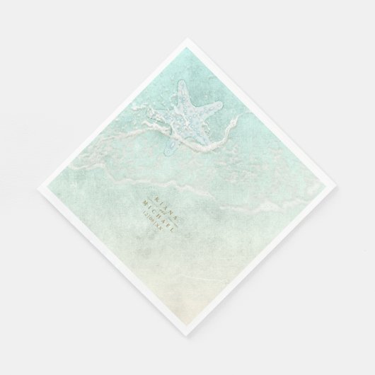 Sea Foam Beach Wedding Starfish ID837 Serviette (Ecke)