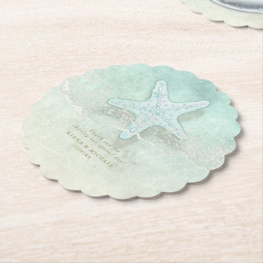 Sea Foam Beach Wedding Starfish ID837 Untersetzer (angewinkelt)