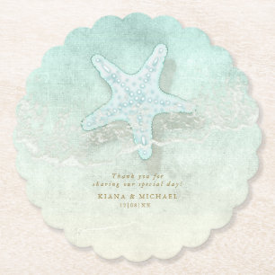 Sea Foam Beach Wedding Starfish ID837 Untersetzer