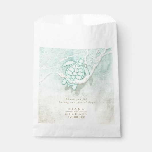 Sea Foam Beach Wedding Turtle Danke, ID837 Geschenktütchen (Vorderseite)