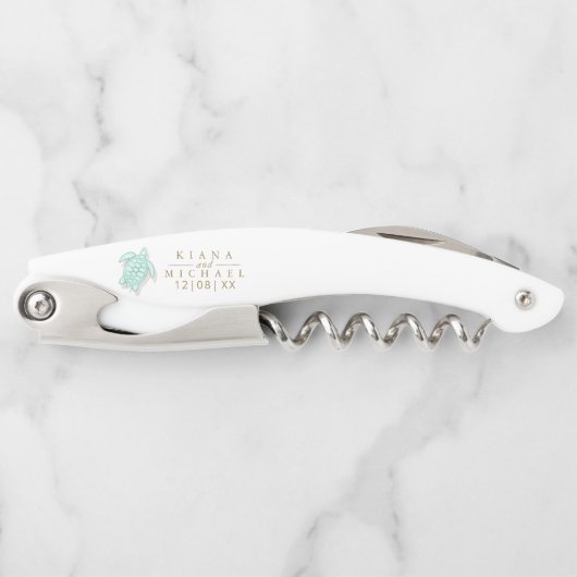 Sea Foam Beach Wedding Turtle ID837 Kellnermesser (Vorderseite)