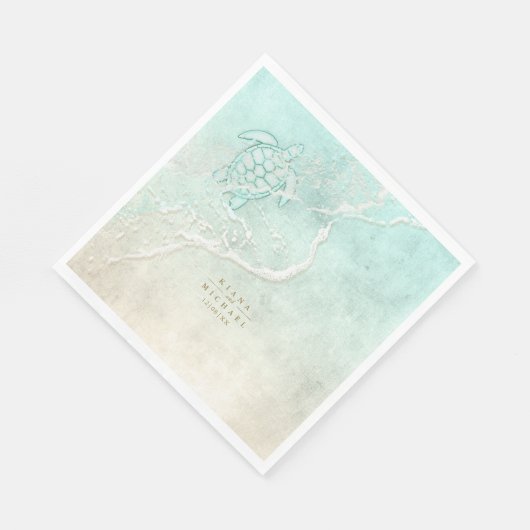 Sea Foam Beach Wedding Turtle ID837 Serviette (Ecke)