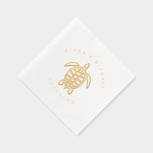 Sea Foam Beach Wedding Turtle ID837 Servietten Mit Folie (Rechts)