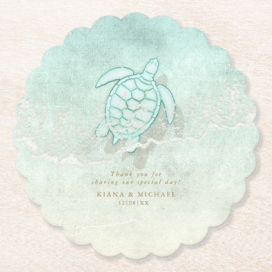 Sea Foam Beach Wedding Turtle ID837 Untersetzer (Vorderseite)