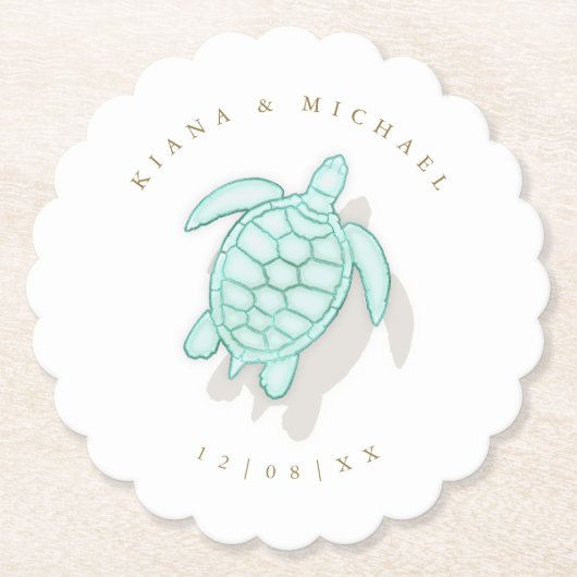Sea Foam Beach Wedding Turtle ID837 Untersetzer (Vorderseite)