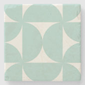 Sea Foam & Beige Coastal Moderne Geo Half Circle Steinuntersetzer (Vorderseite)