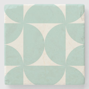 Sea Foam & Beige Coastal Moderne Geo Half Circle Steinuntersetzer