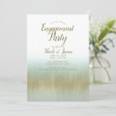 Sea Foam Gold White Elegante Beach Engagement Part Einladung (Stehend Vorderseite)