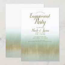 Sea Foam Gold White Elegante Beach Engagement Part