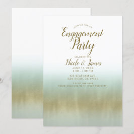Sea Foam Gold White Elegante Beach Engagement Part Einladung