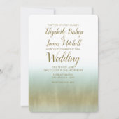 Sea Foam Gold White Elegante Beach Moderne Hochzei Einladung (Vorderseite)