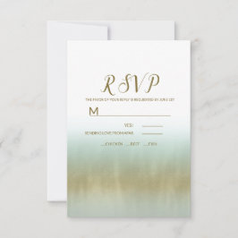 Sea Foam Gold White Elegante Beach Wedding UAWG RSVP Karte