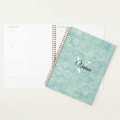 Sea Foam Green Batik Monogram Name Planner Planer (Anzeige)