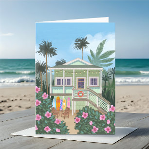 Sea Foam Green Beach House Blank Karte
