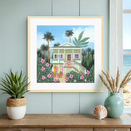 Sea Foam Green Beach House Große Print Poster