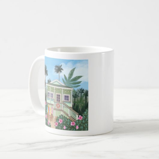 Sea Foam Green Beach House Kaffeetasse (Vorderseite Links)