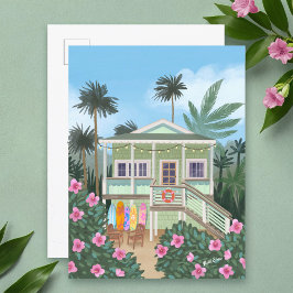 Sea Foam Green Beach House Postkarte