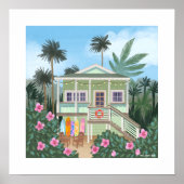 Sea Foam Green Beach House Print Poster (Vorne)