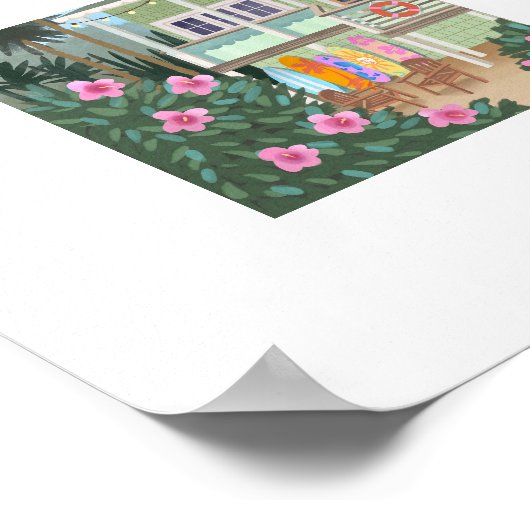 Sea Foam Green Beach House Print Poster (Ecke)