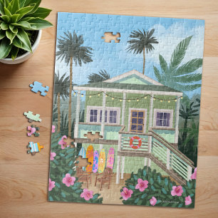 Sea Foam Green Beach House Puzzle