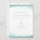 Sea Foam Green Beach Wasserfarbe Moderne Hochzeit Einladung (Vorderseite)