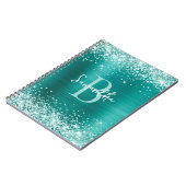 Sea Foam Green Glitzer Aqua Aquamarin Foil Monogra Notizblock (Linke Seite)