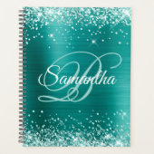 Sea Foam Green Glitzer Aqua Aquamarin Foil Monogra Planer (Vorderseite)
