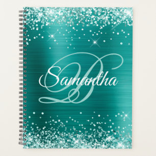 Sea Foam Green Glitzer Aqua Aquamarin Foil Monogra Planer