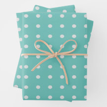 Sea Foam Green und White Polka Dots