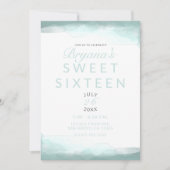 Sea Foam Green Watercolor Moderner Chic Sweet 16 Einladung (Vorderseite)
