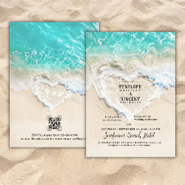 Sea Foam Heart Beach Einladung zur Hochzeit