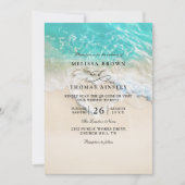 Sea Foam Heart Beach Elegant QR Code Wedding Einladung (Vorderseite)