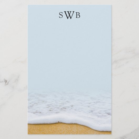 Sea Foam Linen Mit Monogramm Blank Writer Paper Briefpapier (Vorderseite)