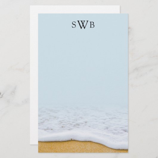 Sea Foam Linen Mit Monogramm Blank Writer Paper Briefpapier (Vorne/Hinten)