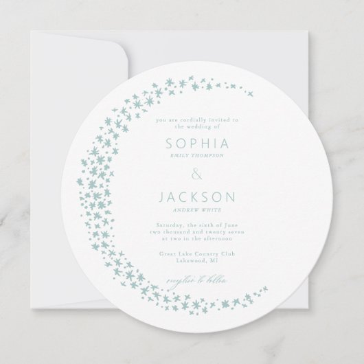 Sea Foam Moon of Stars White Weditation Einladung (Vorderseite)