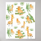 Sea Foam Sage Boy | Jungle Safari Animals Kinderzi Poster (Vorne)