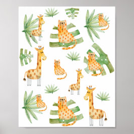 Sea Foam Sage Boy | Jungle Safari Animals Kinderzi Poster