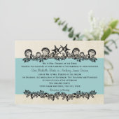 Sea Garland Aqua Wedding Einladung (Stehend Vorderseite)