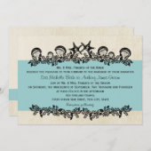 Sea Garland Aqua Wedding Einladung (Vorne/Hinten)