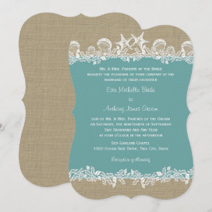 Sea Garland Aquamarin Beach Wedding Einladung