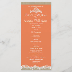 Sea Garland Mandarine and Burlap Wedding Program Programm