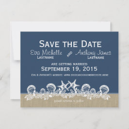 Sea Garland Navy Blue Save the Date Einladung