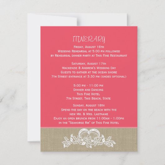 Sea Garland Tropical Beach Hochzeitreise Einladung (Vorderseite)