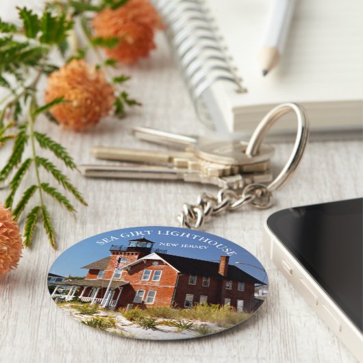 Sea Girt Lighthouse, New Jersey Round Schlüsselanh Schlüsselanhänger (Seite)