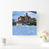 Sea Girt Lighthouse, New Jersey Square Wall Clock Quadratische Wanduhr (Zuhause)