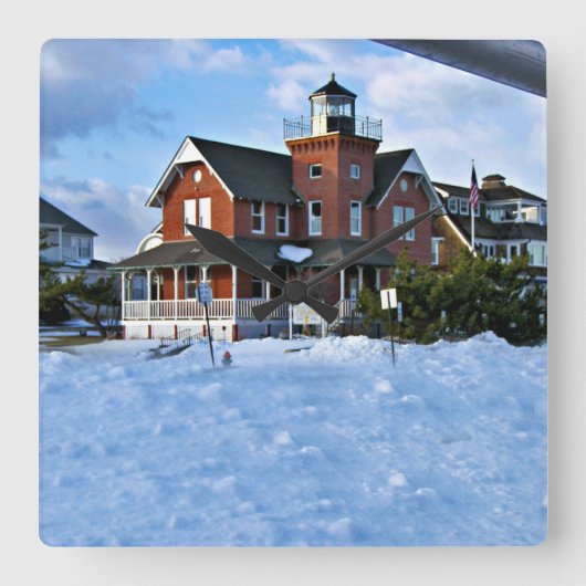 Sea Girt Lighthouse, New Jersey Square Wall Clock Quadratische Wanduhr (Vorderseite)